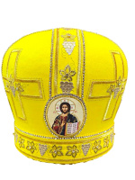 Митра атлас, желтая ,Крест (вышивка) 57,5р