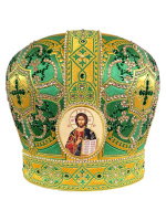 Митра парча  (зеленый с золотом, иконы холст) 59р