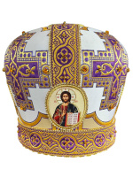 Митра парча Греция (белый с фиолетовым) 57,5р