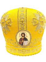 Митра золотистая, парча  (вышивка крест лучи) 57р