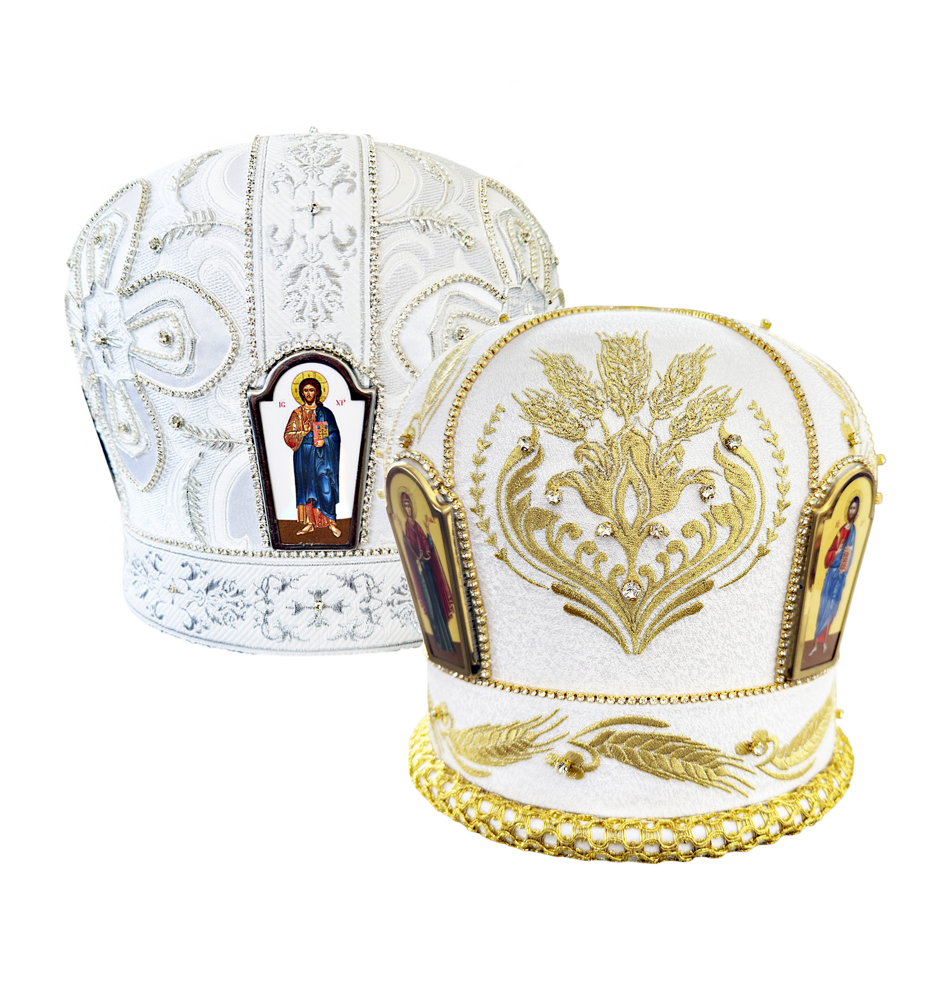 Митры БЕЛЫЕ, с ЗОЛОТОМ, с СЕРЕБРОМ