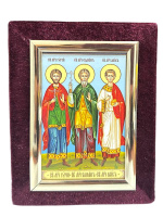 Икона бархат св.мч.  Гурий Симон Авив  9/12 см