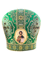 Митра парча Т (зеленый с золотом, иконы холст) 60р