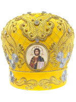 Митра золотистая, парча, камушки   (Царская) 57р