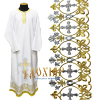 Подризник костюмная ткань с вышивкой (крестик в цветах) 54/150