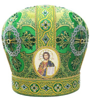 Митра парча Т (зеленый с золотом, иконы холст) 57,5р