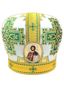 Митра парча  (зеленый с золотом, иконы холст) 59,5р