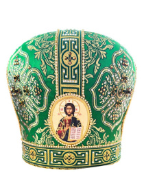 Митра парча Т (зеленый с золотом, иконы холст) 59р