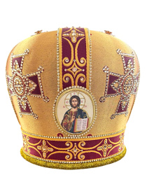 Митра парча Греция (желтая с бордо) 59,5р