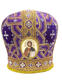 Митра парча  (фиолетовый с золотом) 60р