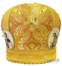 Митра парча Греция (желтая с золотом) 58.р