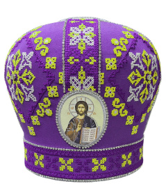 Митра габардин с вышивкой (фиолетовое с желтым) 57,5р