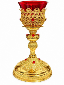 Лампада напрестольная с камнями (круглая)