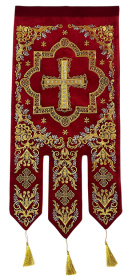 Хоругви красные, бархат, вышивка (иконы вышивка) 60/120 см