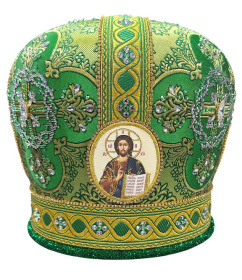 Митра парча Т (зеленый с золотом, иконы холст) 61р