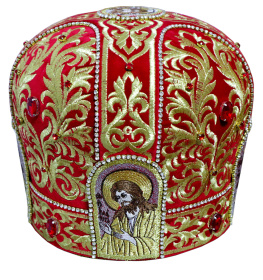 Митра, бархат, красная (вышивка) 58р