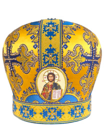 Митра парча Греция (желто-синяя) 58,5р