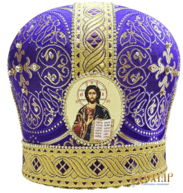 Митра парча  (фиолетовый с золотом) 56 р