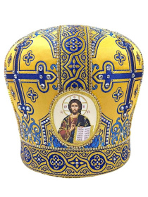 Митра парча Греция (желто-синяя)  55р