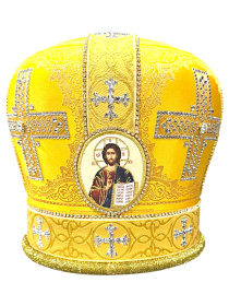 Митра парча стразы (желтая с золотом) 57,5р