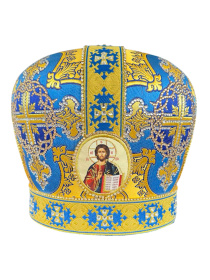 Митра парча Греция (желто-синяя)  59,5р