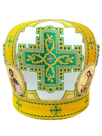 Митра парча  (зеленый с золотом, иконы холст) 59,5р