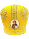 Митра золотистая, парча  (вышивка крест лучи) 58р